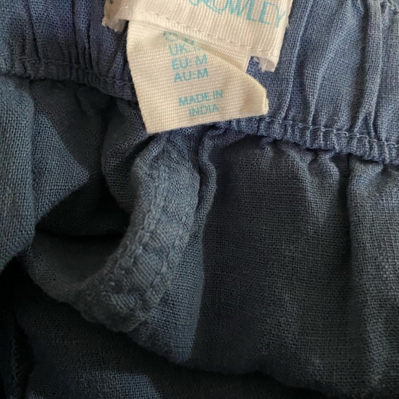 Cynthia Rowley Blue Linen-Blend Pants - Picture 5 of 5